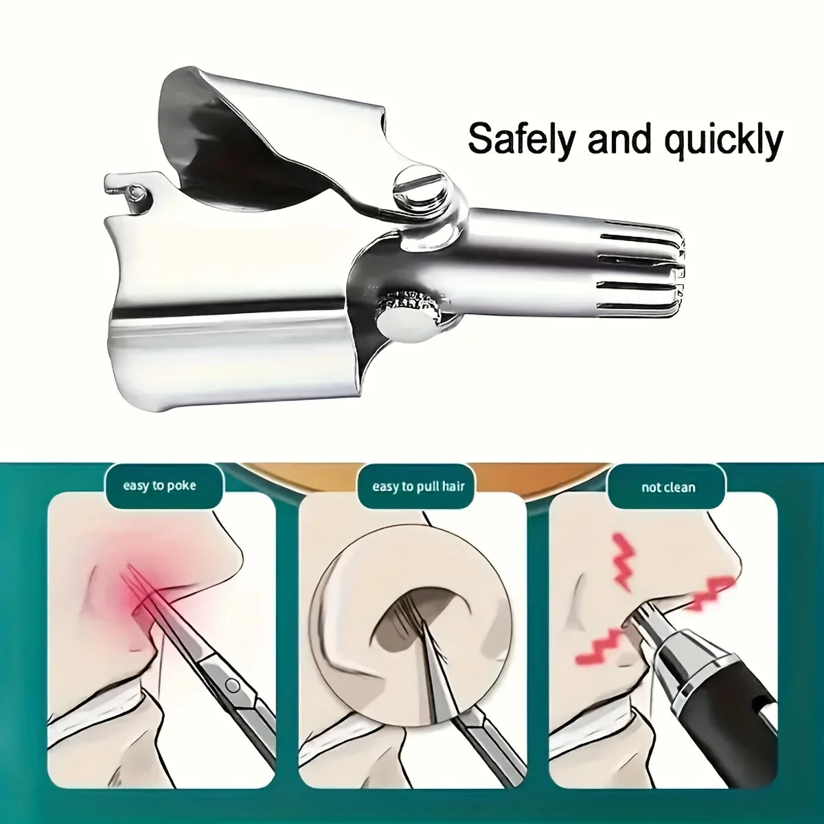 Stainless Steel Manual Nose & Ear Hair Trimmer – Portable, Washable & Precision Groomer for Men & Women by LISI