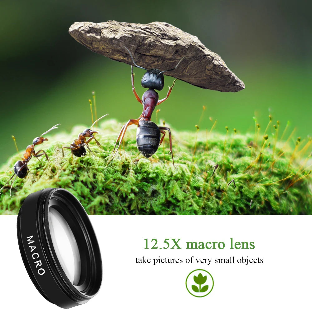 Macro & Wide-Angle Clip-On Phone Lens with LED – Microscope Zoom Attachment