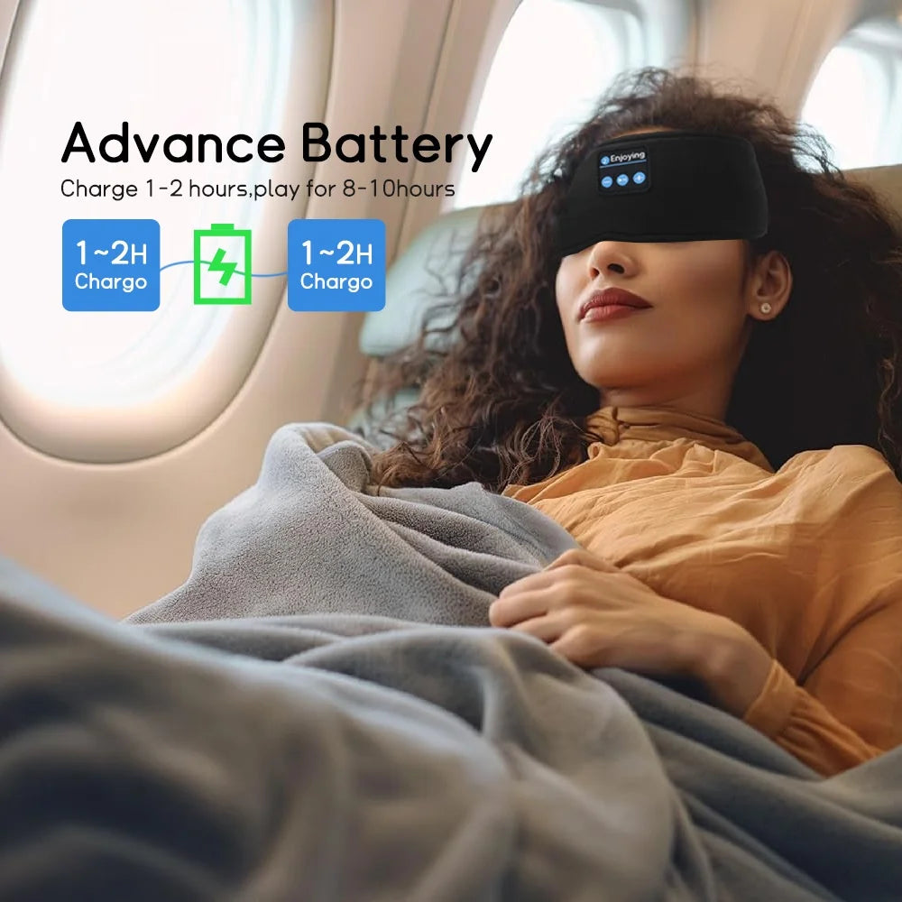 Bluetooth Sleep Headband with Wireless Headphones – Soft Music Eye Mask for Sleeping & Relaxation