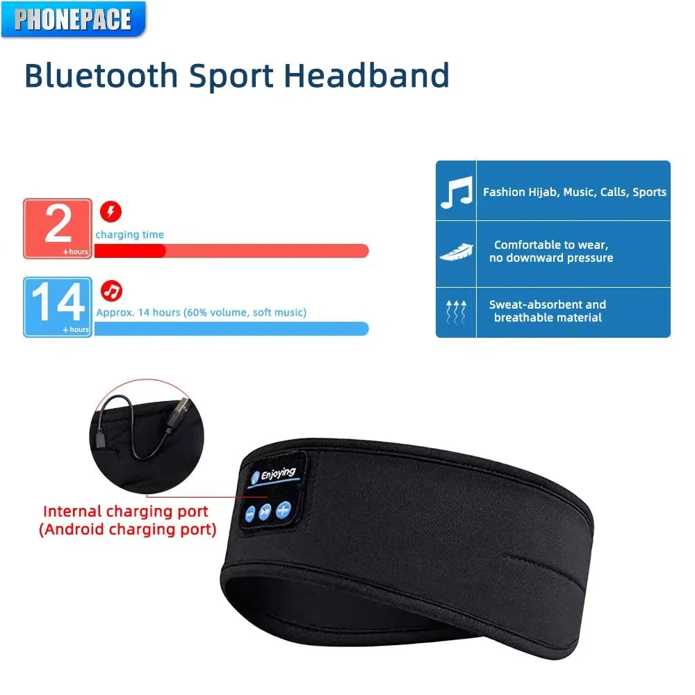 Bluetooth Sleep Headband with Wireless Headphones – Soft Music Eye Mask for Sleeping & Relaxation