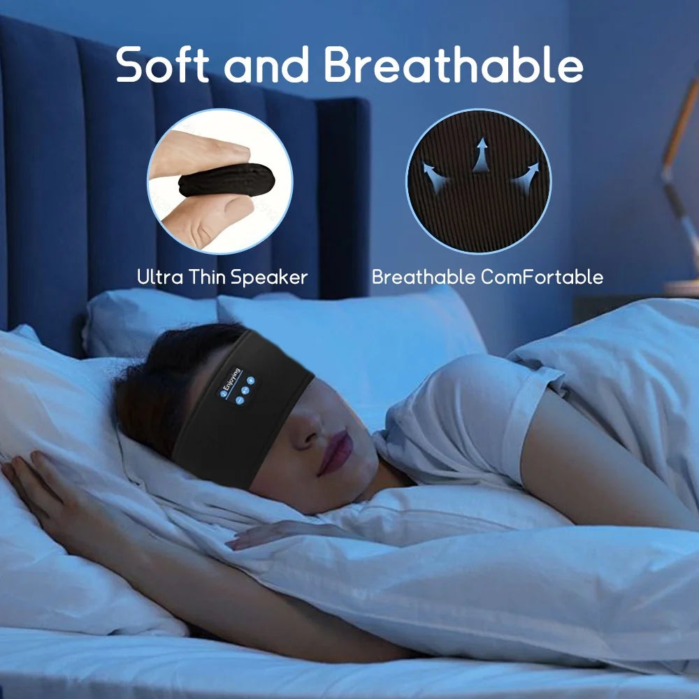 Bluetooth Sleep Headband with Wireless Headphones – Soft Music Eye Mask for Sleeping & Relaxation