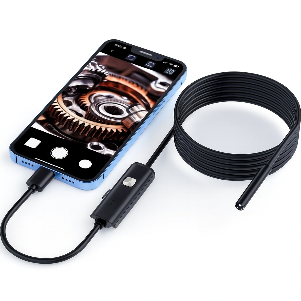 7mm USB-C Waterproof Endoscope Camera with 6 LEDs – Flexible Inspection Borescope for Phones & PCs