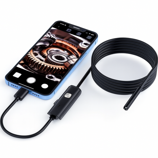 7mm USB-C Waterproof Endoscope Camera with 6 LEDs – Flexible Inspection Borescope for Phones & PCs