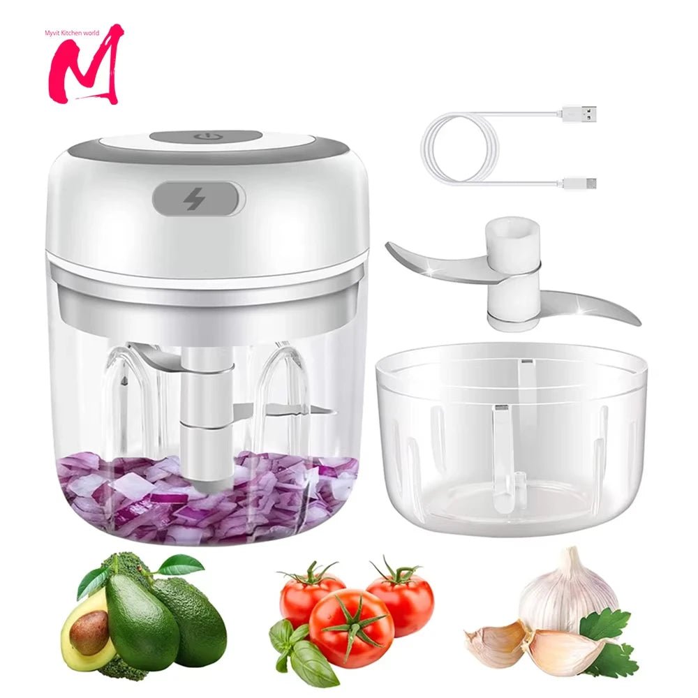 Electric Mini Food Chopper – USB Rechargeable Garlic, Onion & Vegetable Cutter - Drop & Co.