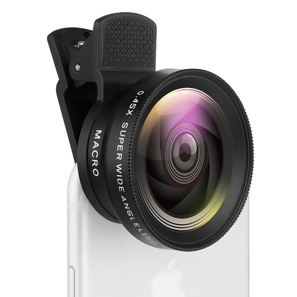 Macro & Wide-Angle Clip-On Phone Lens with LED – Microscope Zoom Attachment