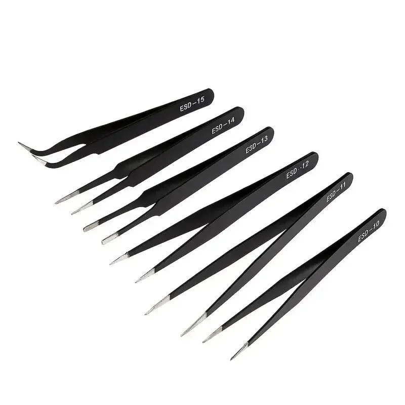 Precision ESD Anti - Static Tweezer Set (6 - Piece) – Stainless Steel Tools for Electronics, Crafts & Repairs - Drop & Co.