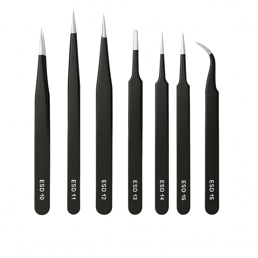 Precision ESD Anti - Static Tweezer Set (6 - Piece) – Stainless Steel Tools for Electronics, Crafts & Repairs - Drop & Co.