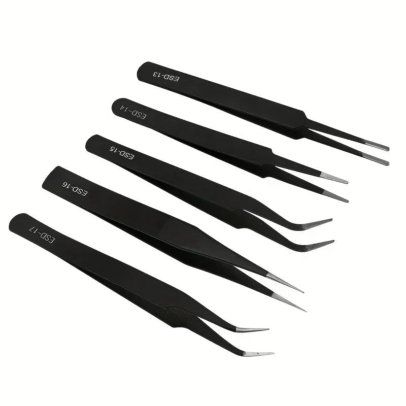 Precision ESD Anti - Static Tweezer Set (6 - Piece) – Stainless Steel Tools for Electronics, Crafts & Repairs - Drop & Co.