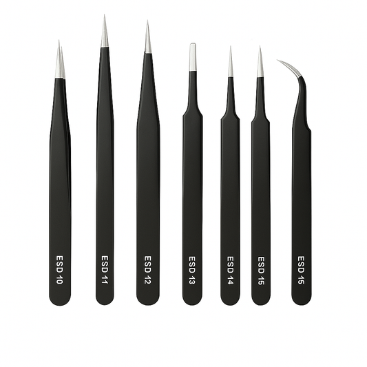 Precision ESD Anti-Static Tweezer Set (6-Piece) – Stainless Steel Tools for Electronics, Crafts & Repairs
