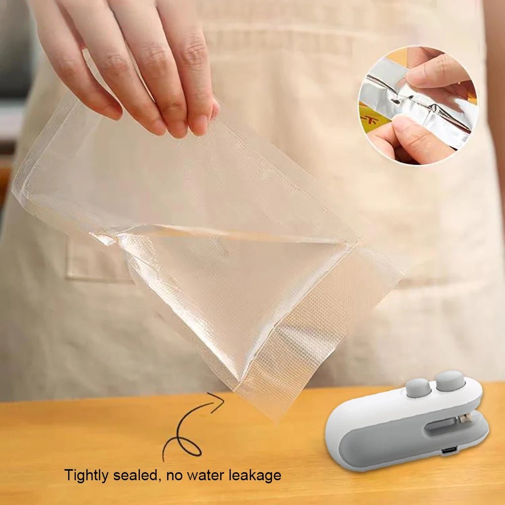 Rechargeable 2 - in - 1 Mini Bag Sealer with Cutter – Portable Heat Sealer for Snack & Food Storage - Drop & Co.
