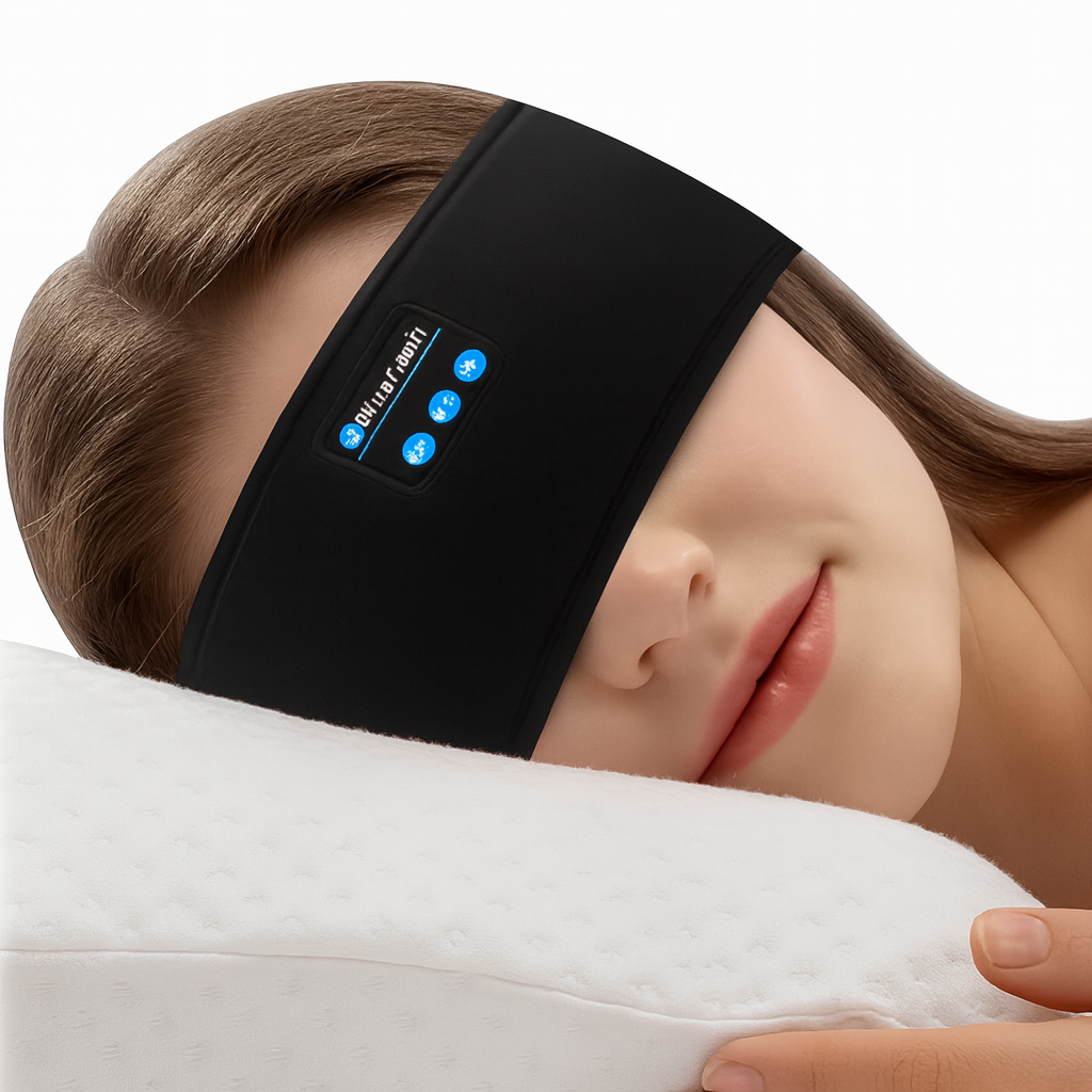 Bluetooth Sleep Headband with Wireless Headphones – Soft Music Eye Mask for Sleeping & Relaxation